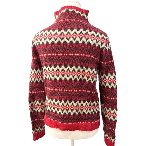 Chaps Red and Black Nordic Scandinavian Patterned Turtleneck Sweater Size Small - Picture 3 of 5